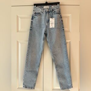 NWT ZARA Light Wash High-Rise Mom Jeans